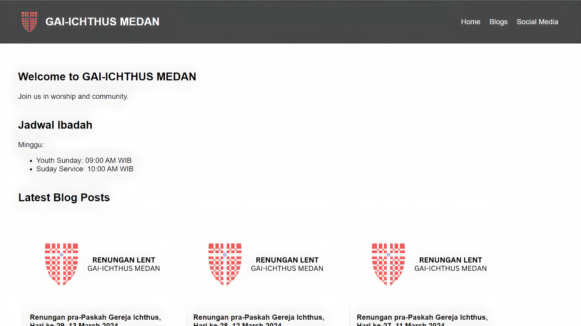 GAI Ichthus Medan Website Screenshot